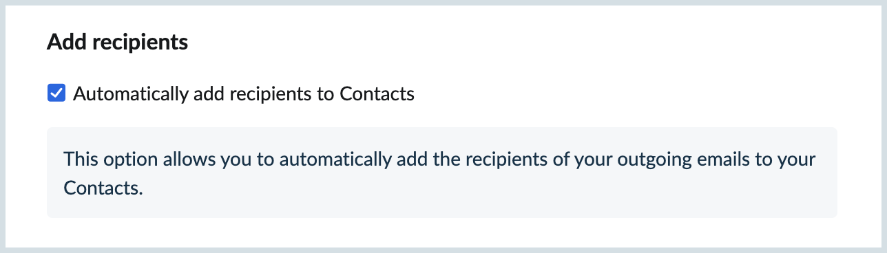 Automatically add recipients to Contacts