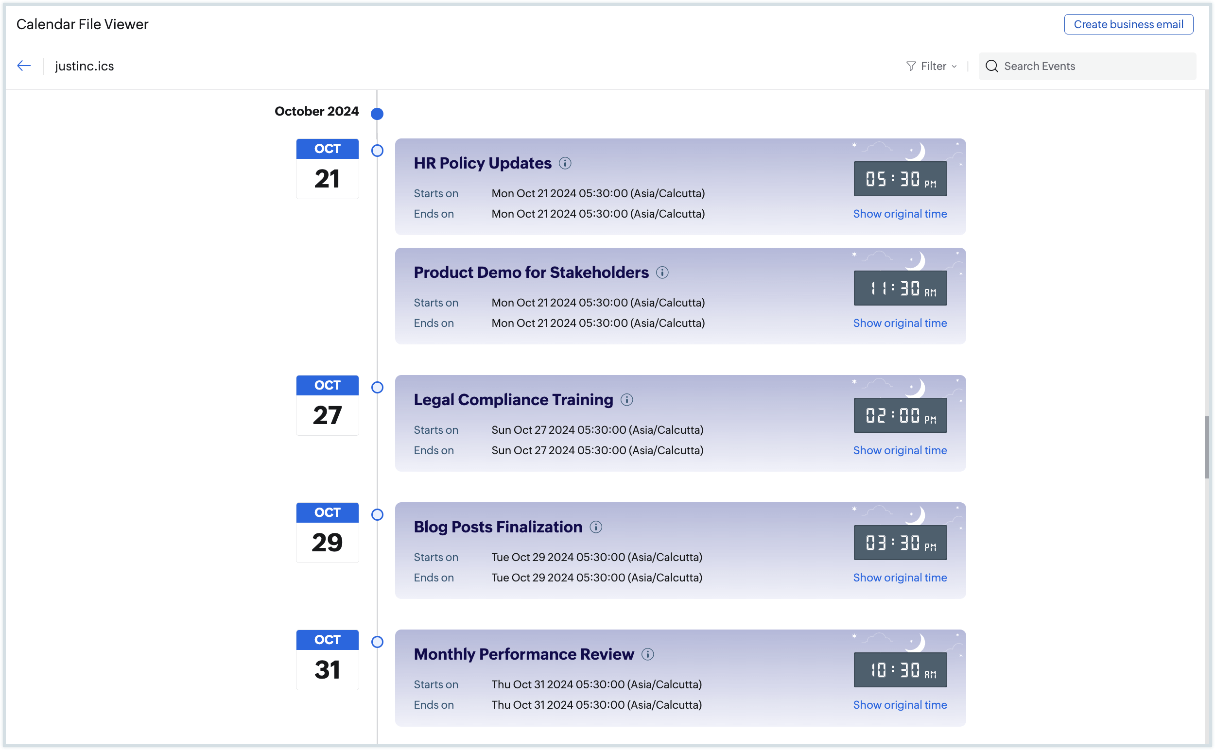 Calendar file viewer Calendar file viewer