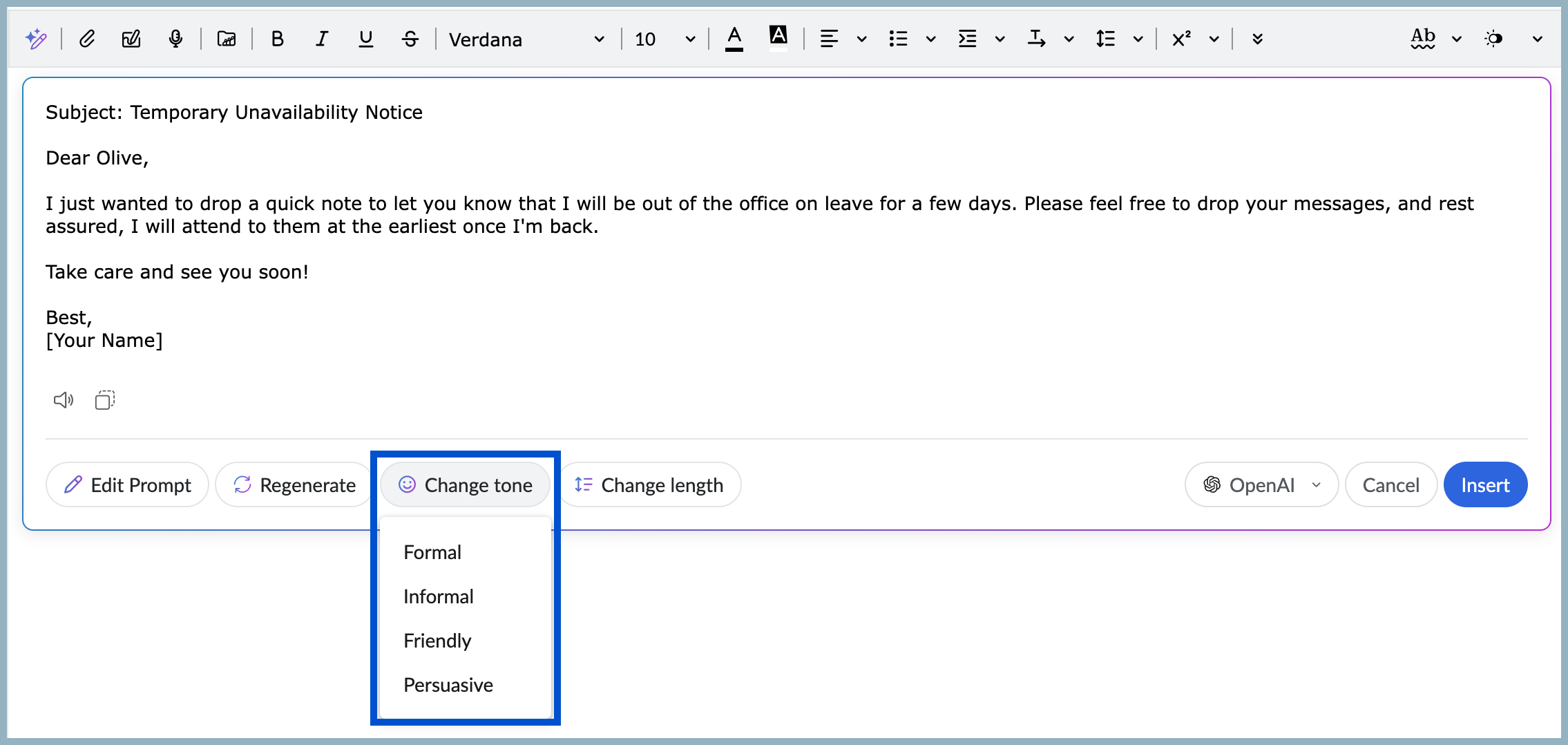 Change tone Change tone