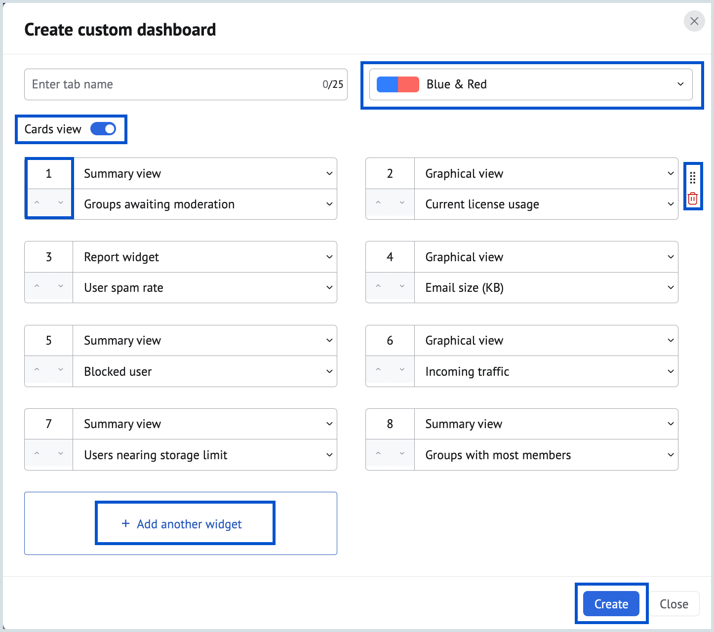 Add widgets Add widgets