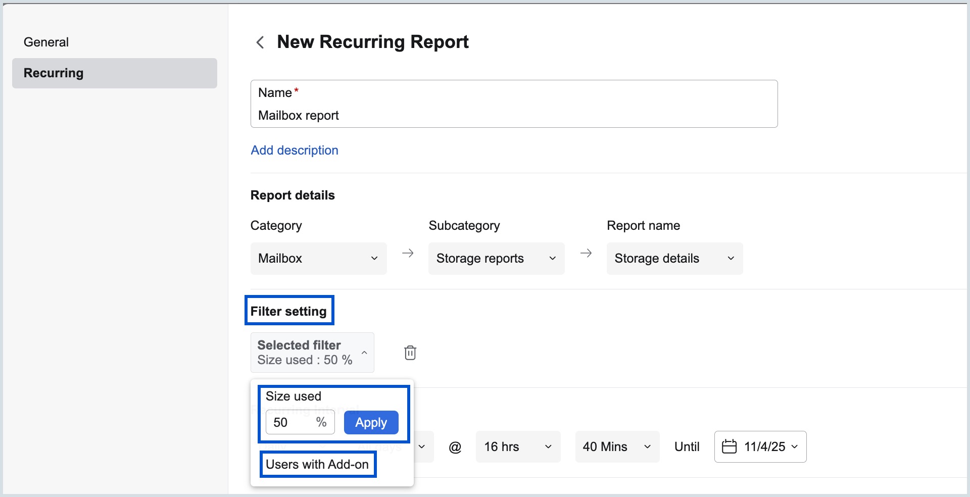 Filter setting Filter setting