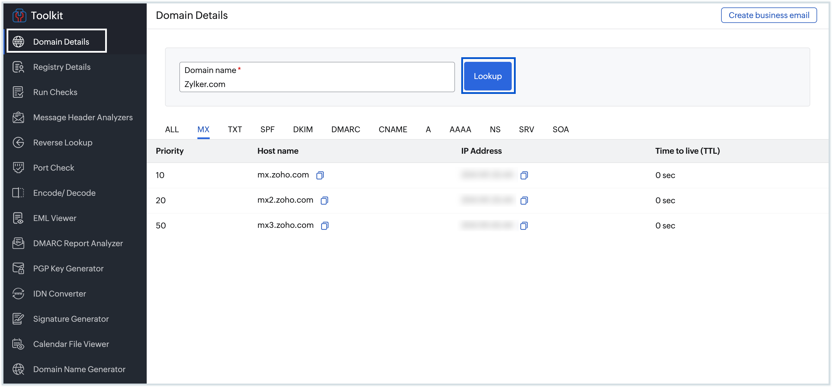 Domain details Domain details