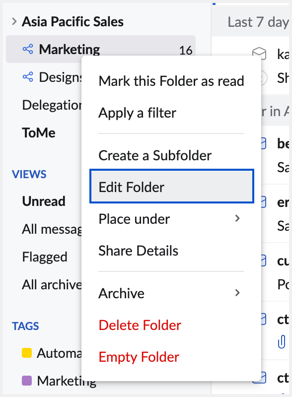 Edit a folder Edit a folder
