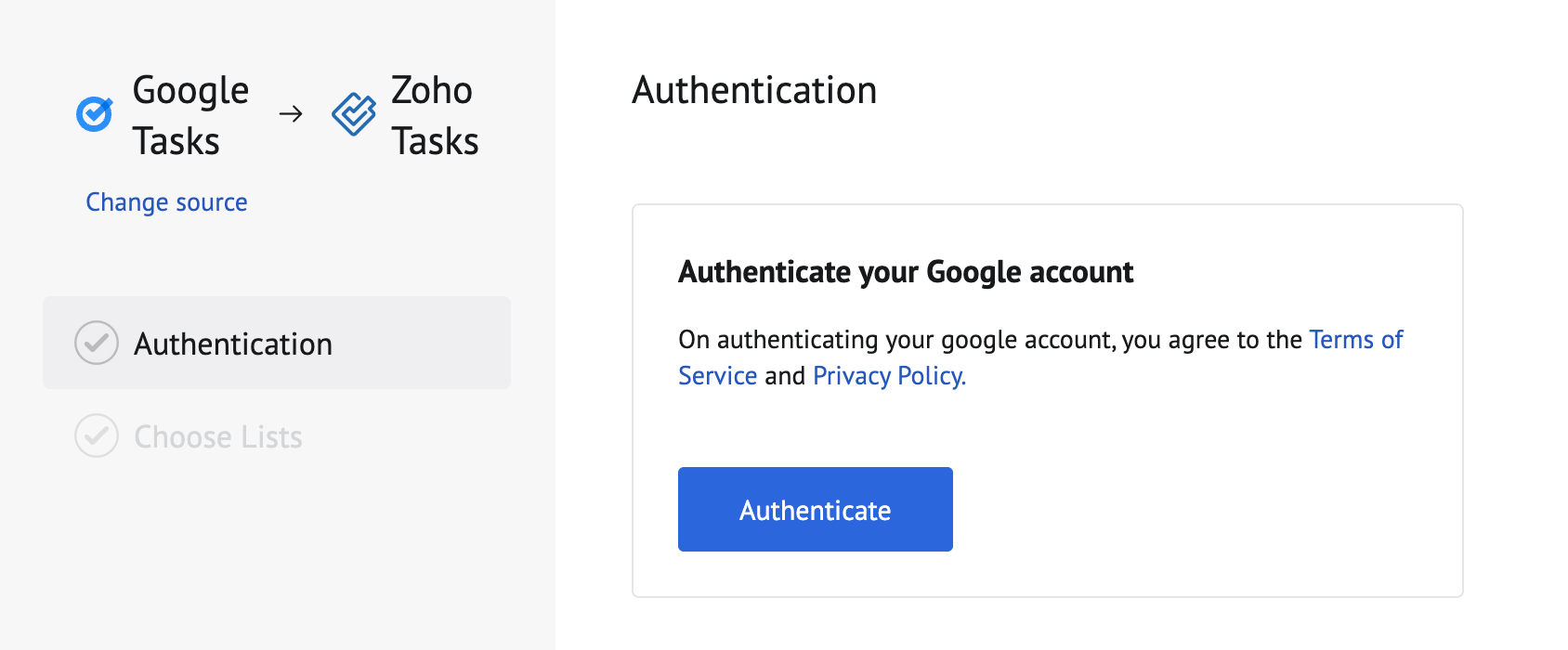 Authenticate Google account Authenticate Google account
