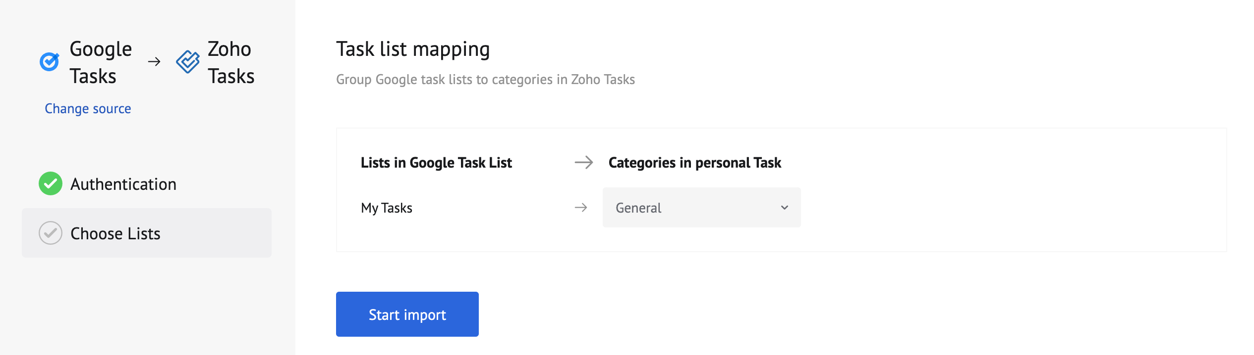 Task list mapping Task list mapping