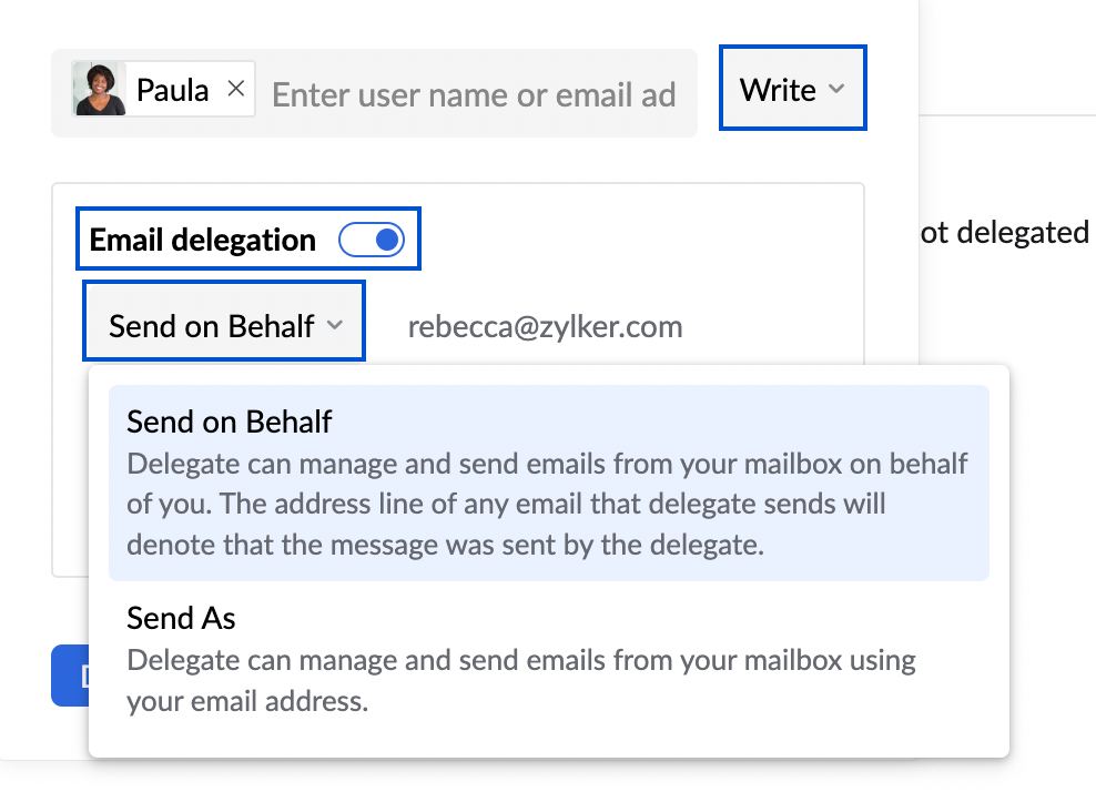 Delegate email address