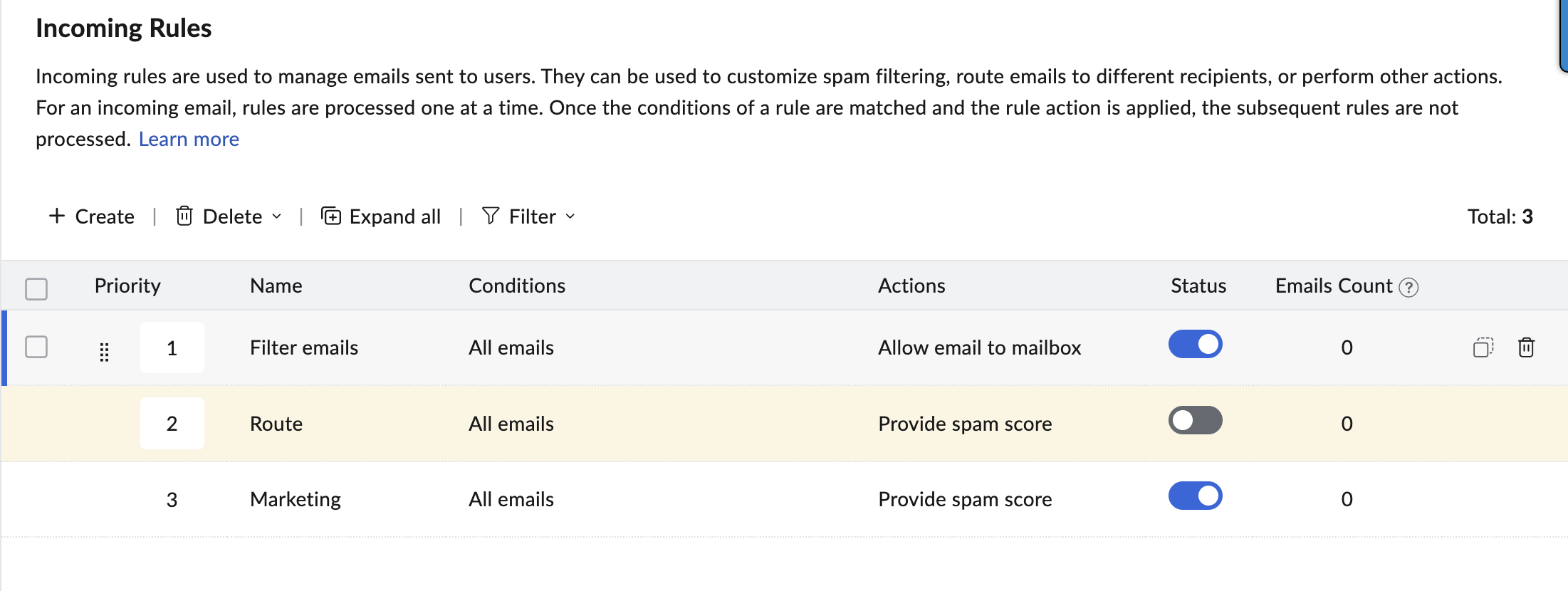 Highlighted new rule