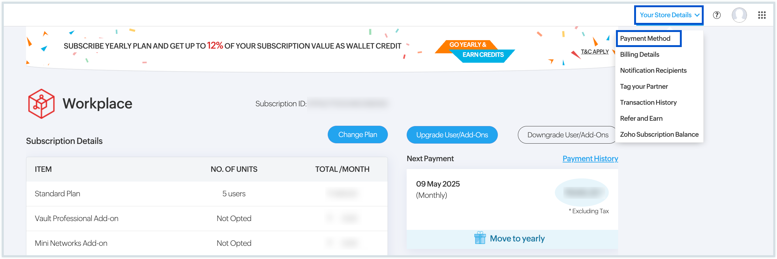 Select payment method