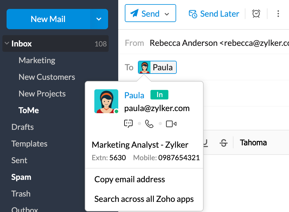 Checking for attendance status of a colleague from your inbox