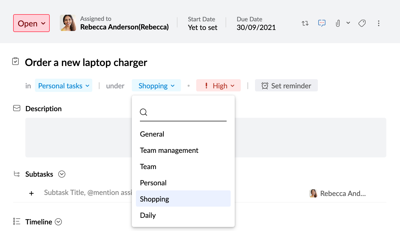 Add task in category