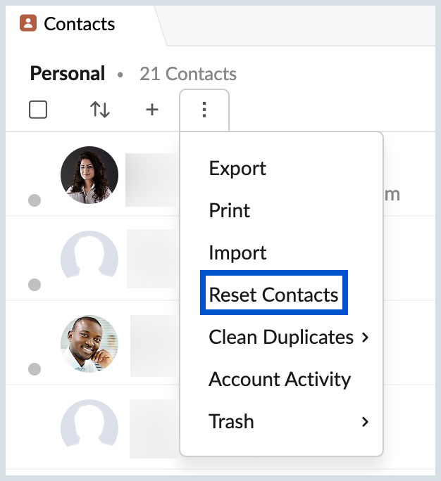 Reset Contacts
