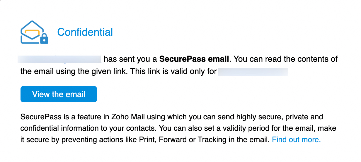 SecurePass email preview