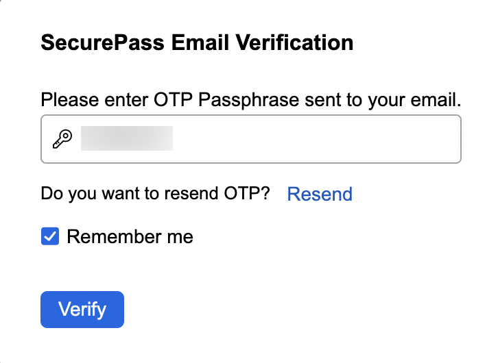 Verify secure passcode