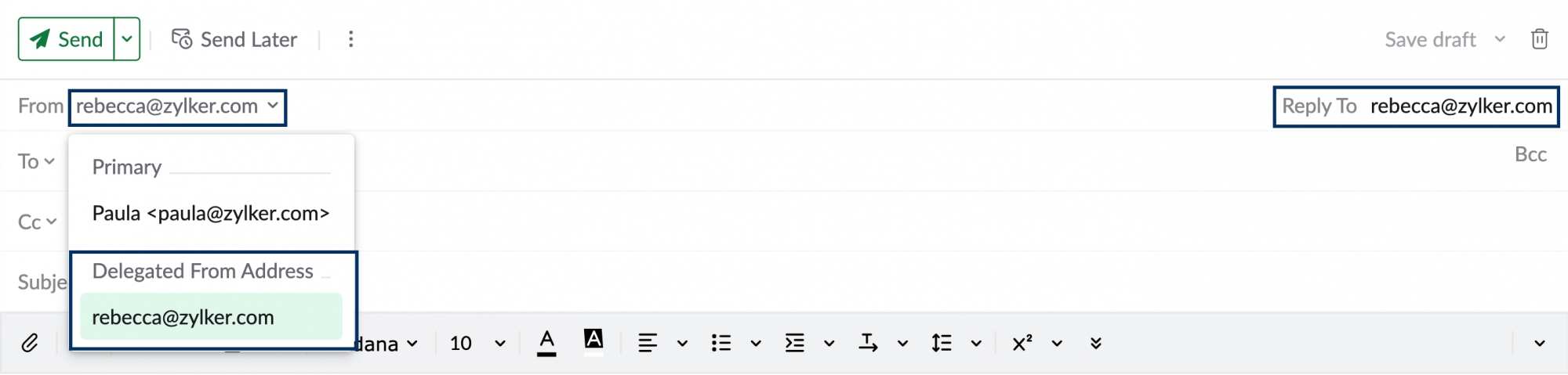Delegated from Address