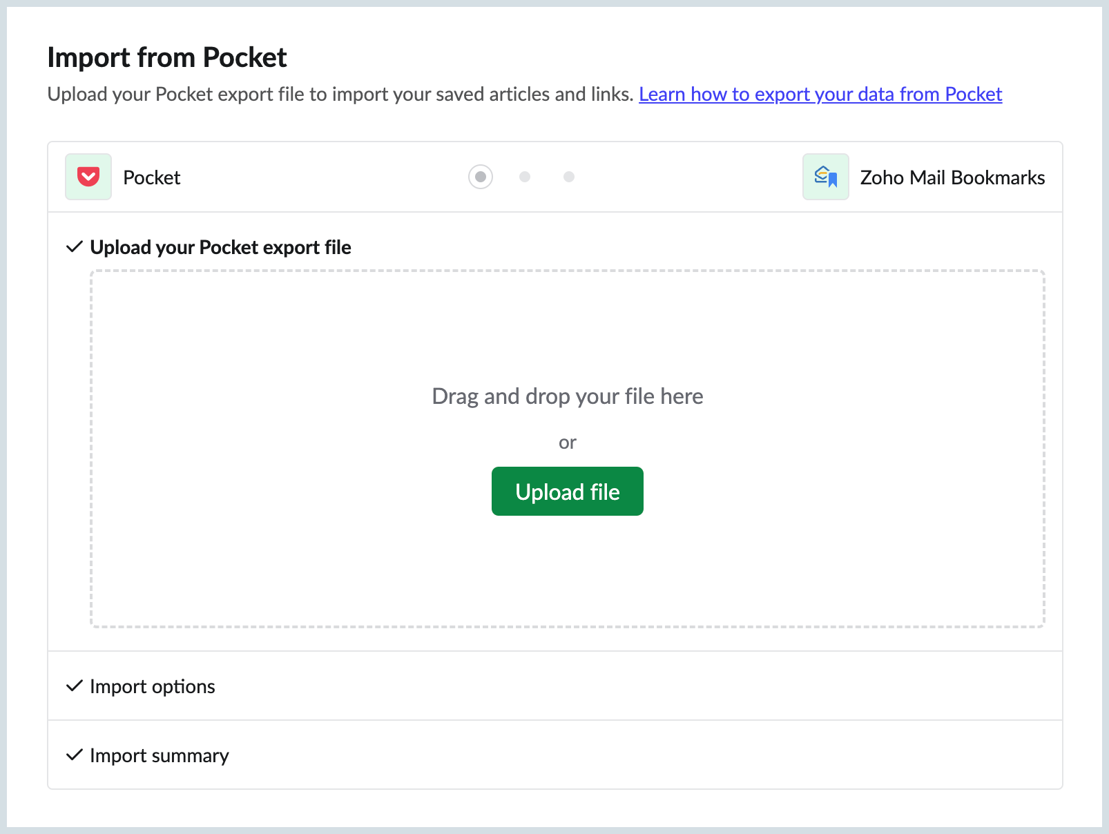 Choose file or import