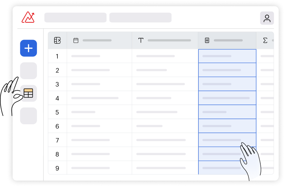 Grid view spreadsheet-style reporting interface