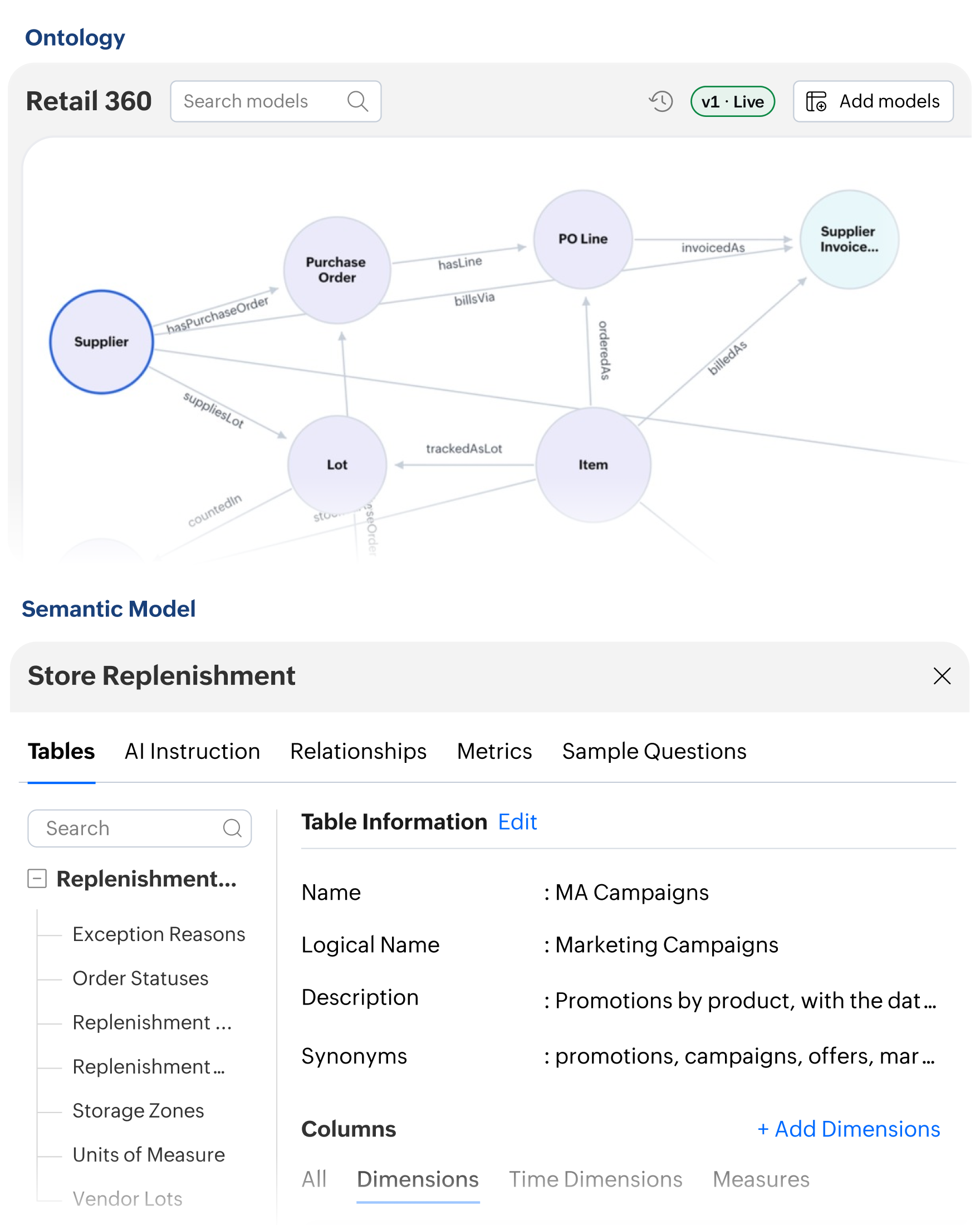Semantic model and ontology in Zoho Analytics