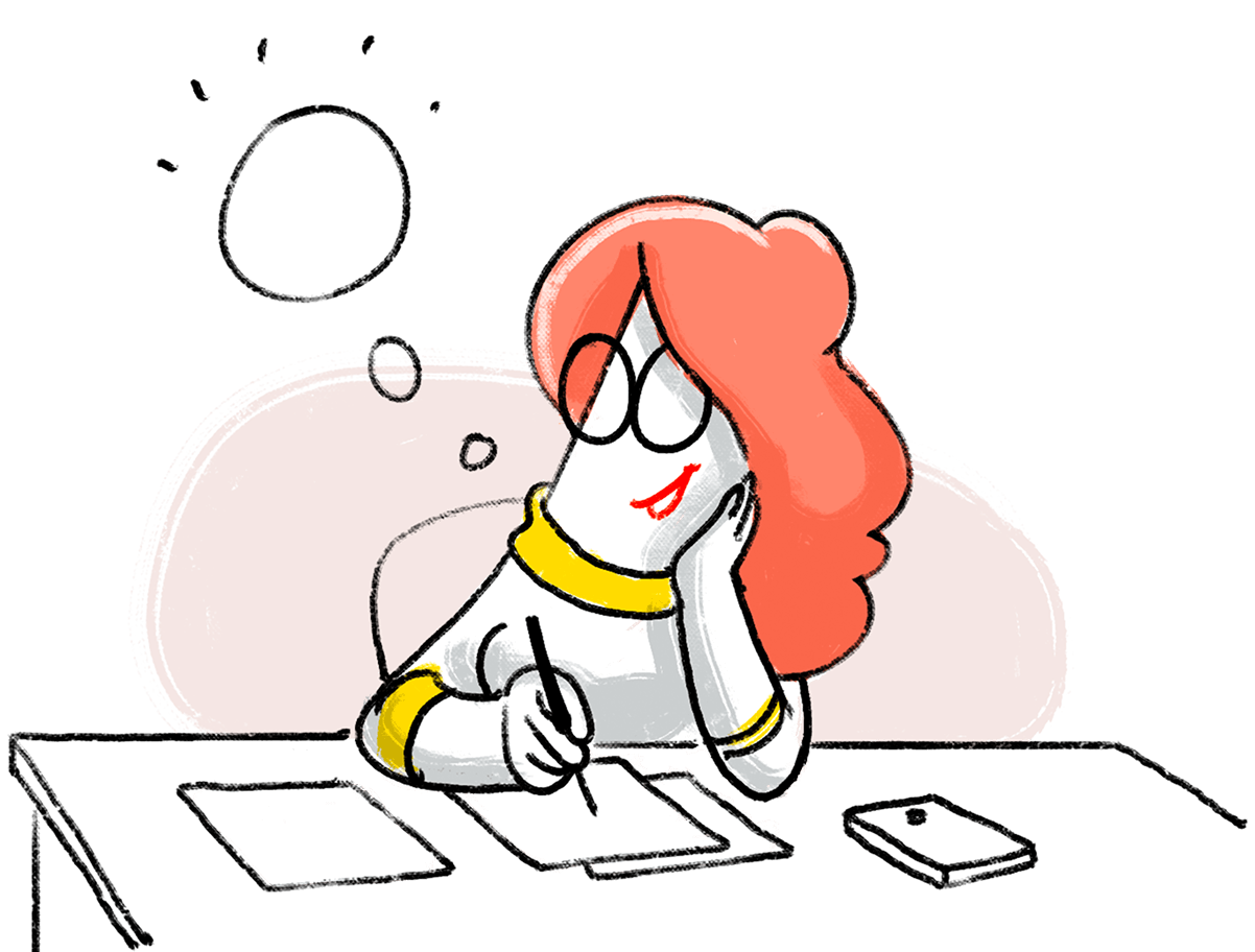 Illustration of a person thinking, representing decision making process