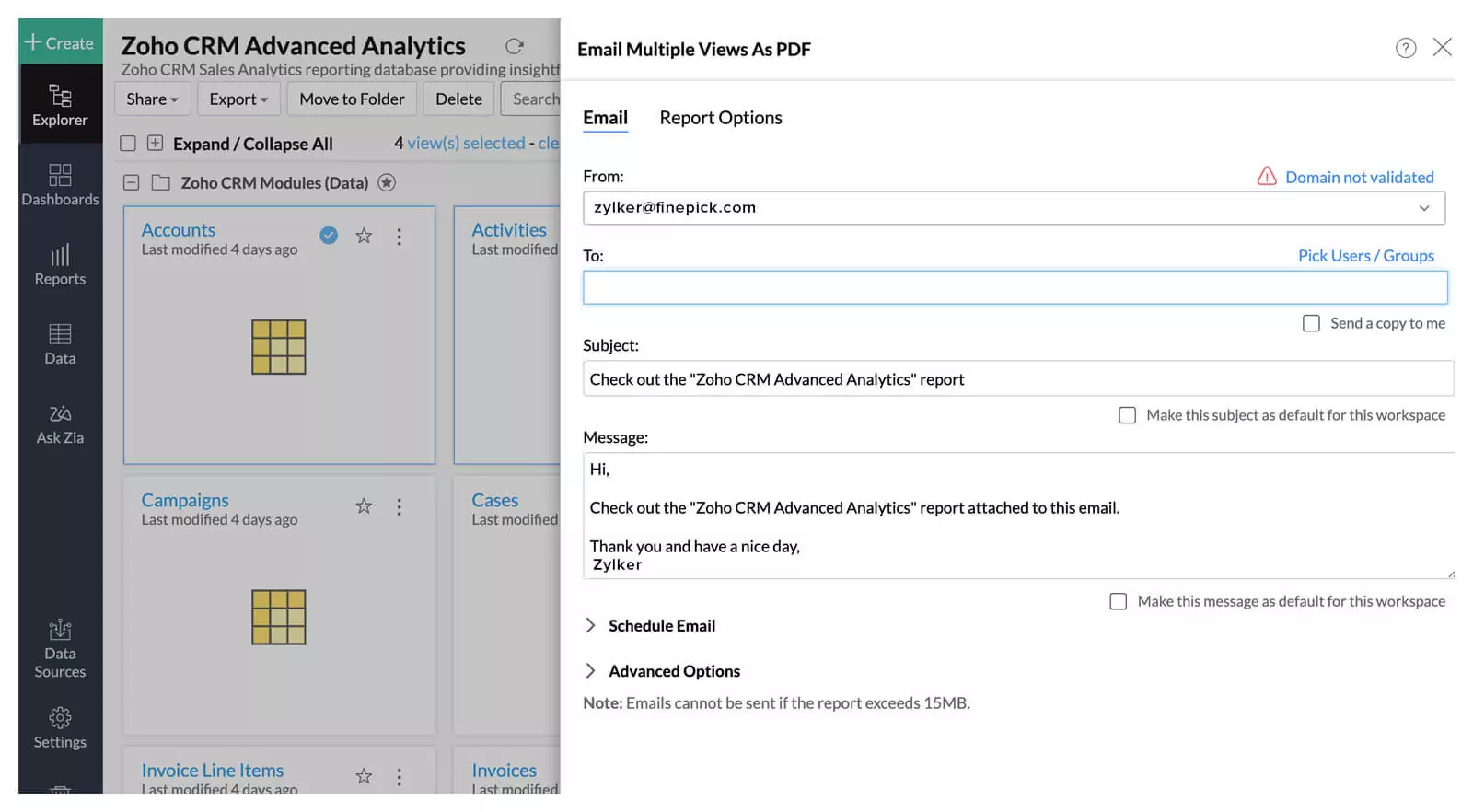 business dashboard | dashboard creator | Export and email