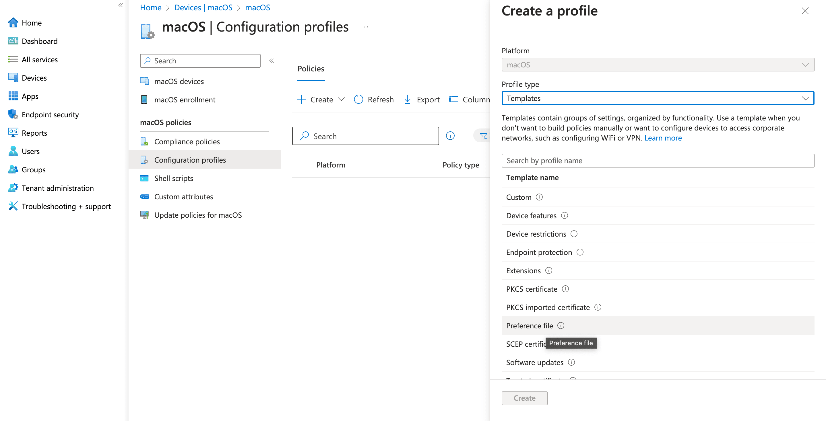 Creating a profile in Intune for deploying Zoho Assist PLIST file.