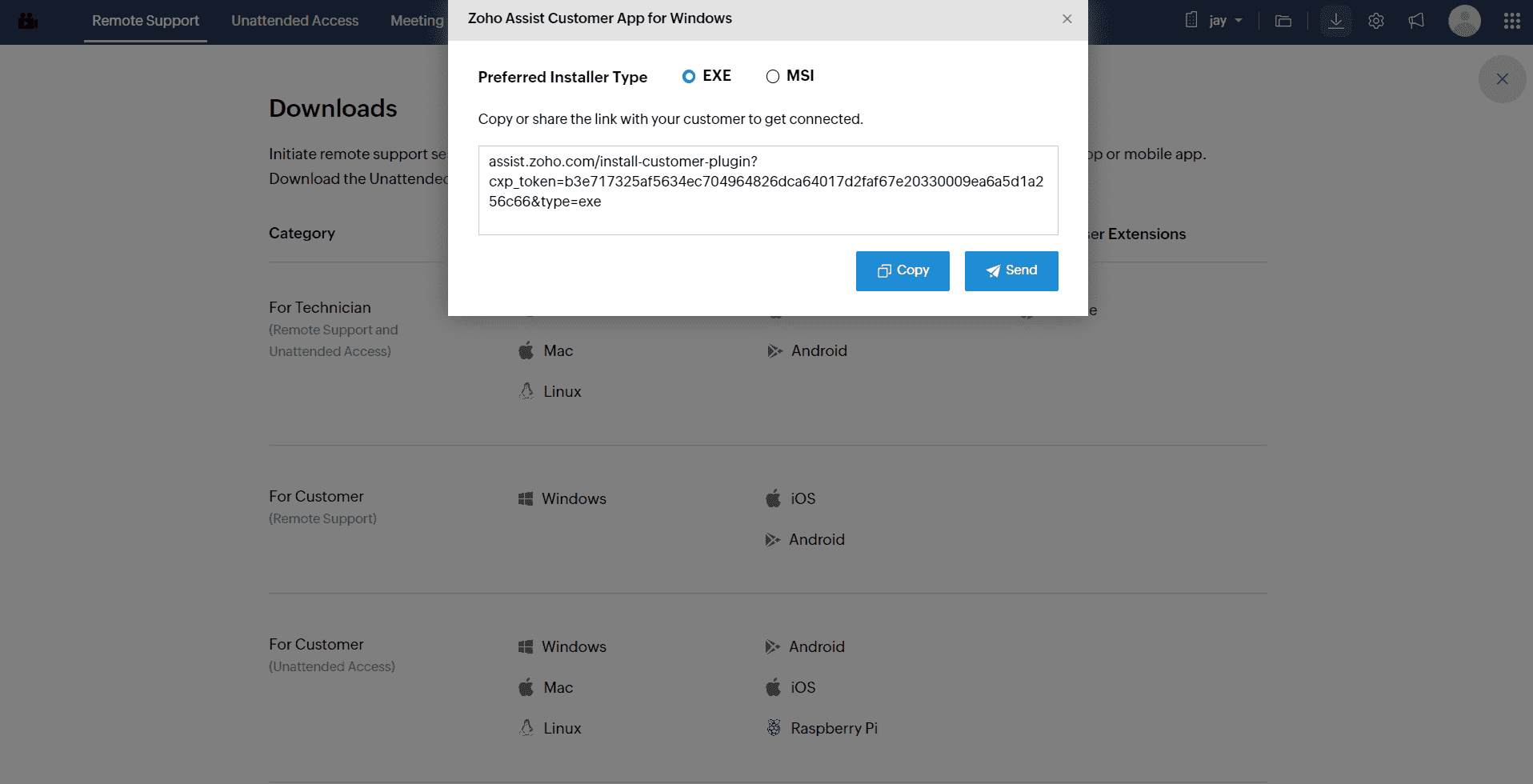 Windows customer plugin installation screen