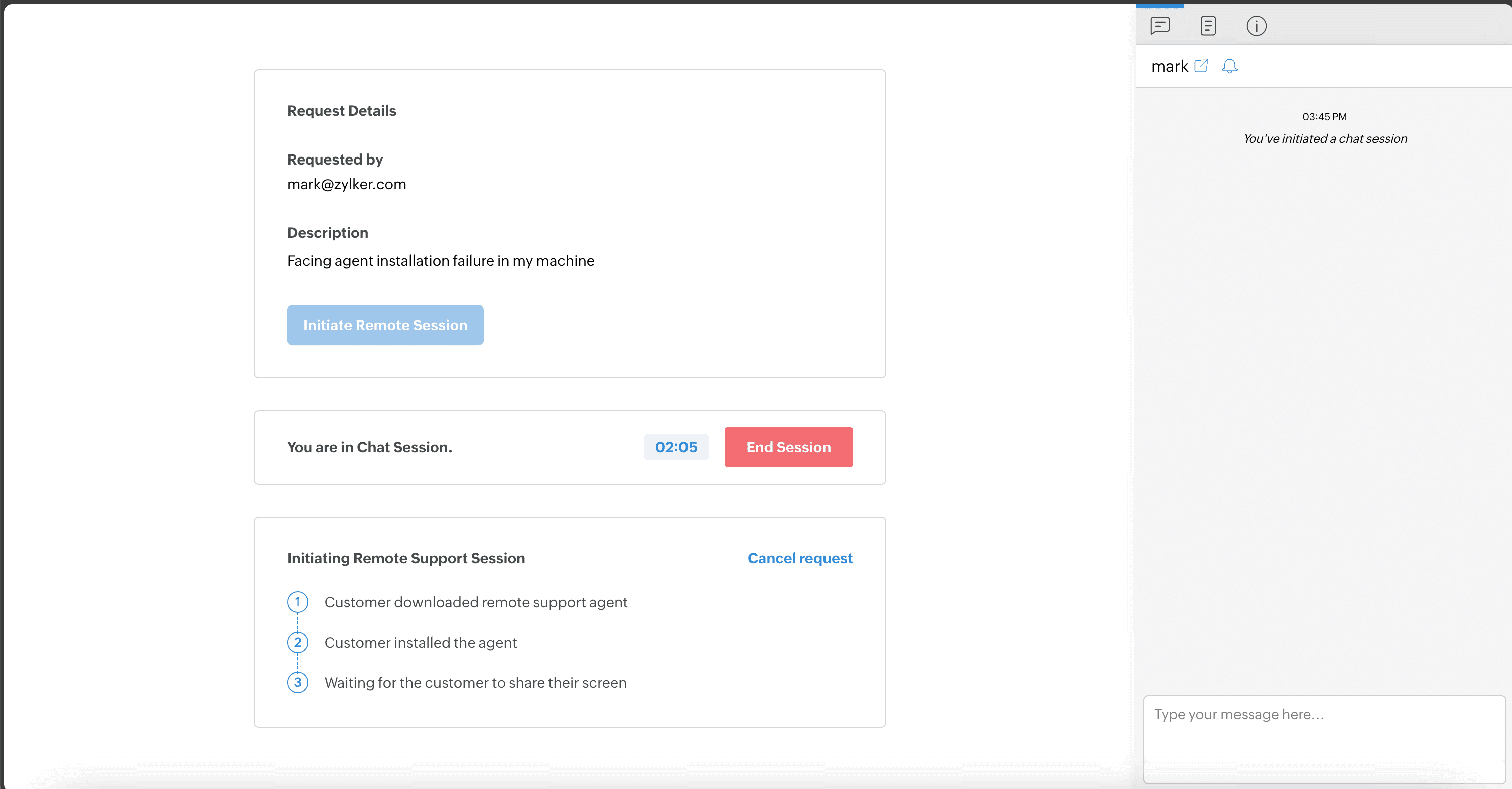 Technician chat interface
