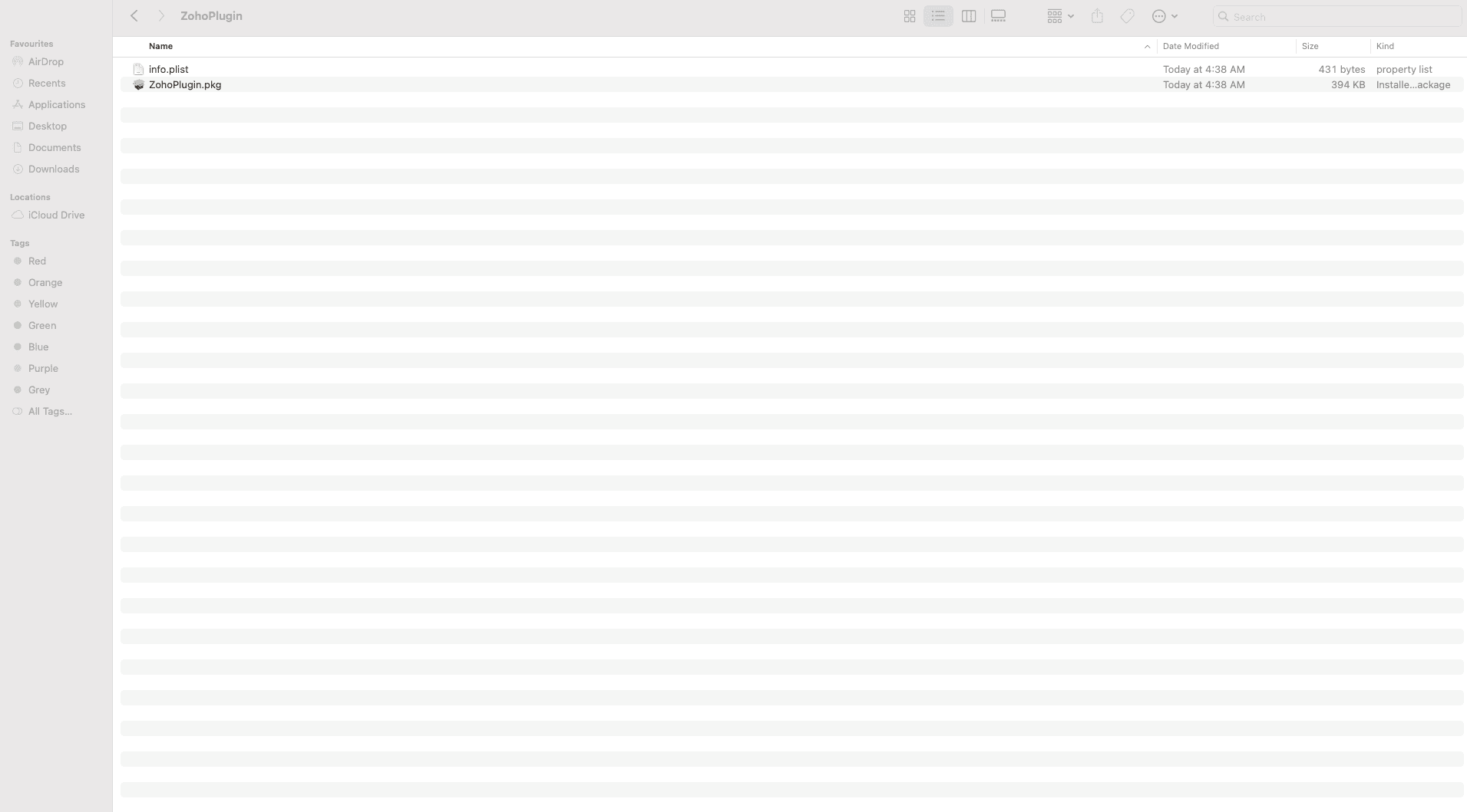ZohoPlugin.pkg installation start