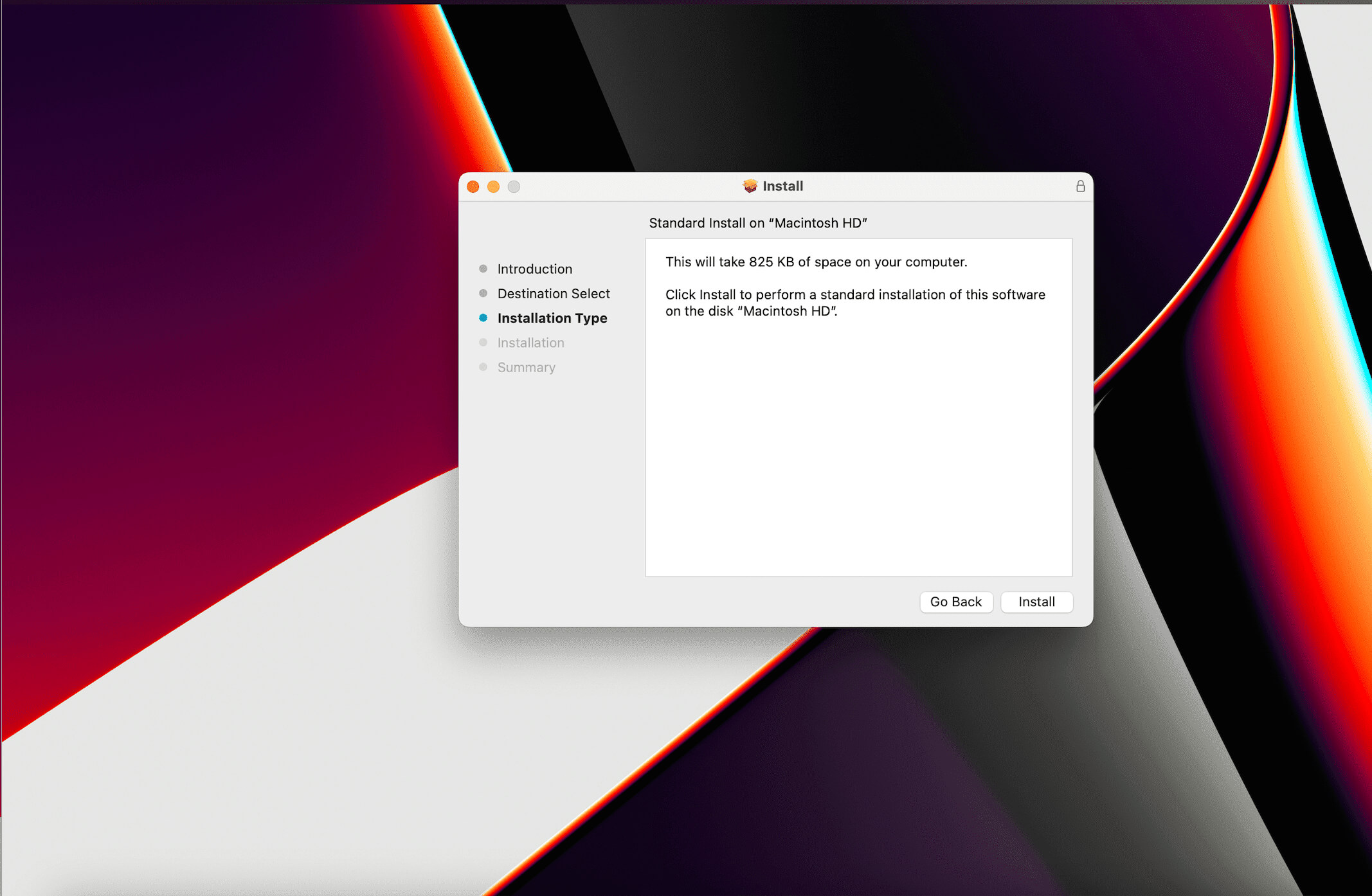 Mac OS installation step
