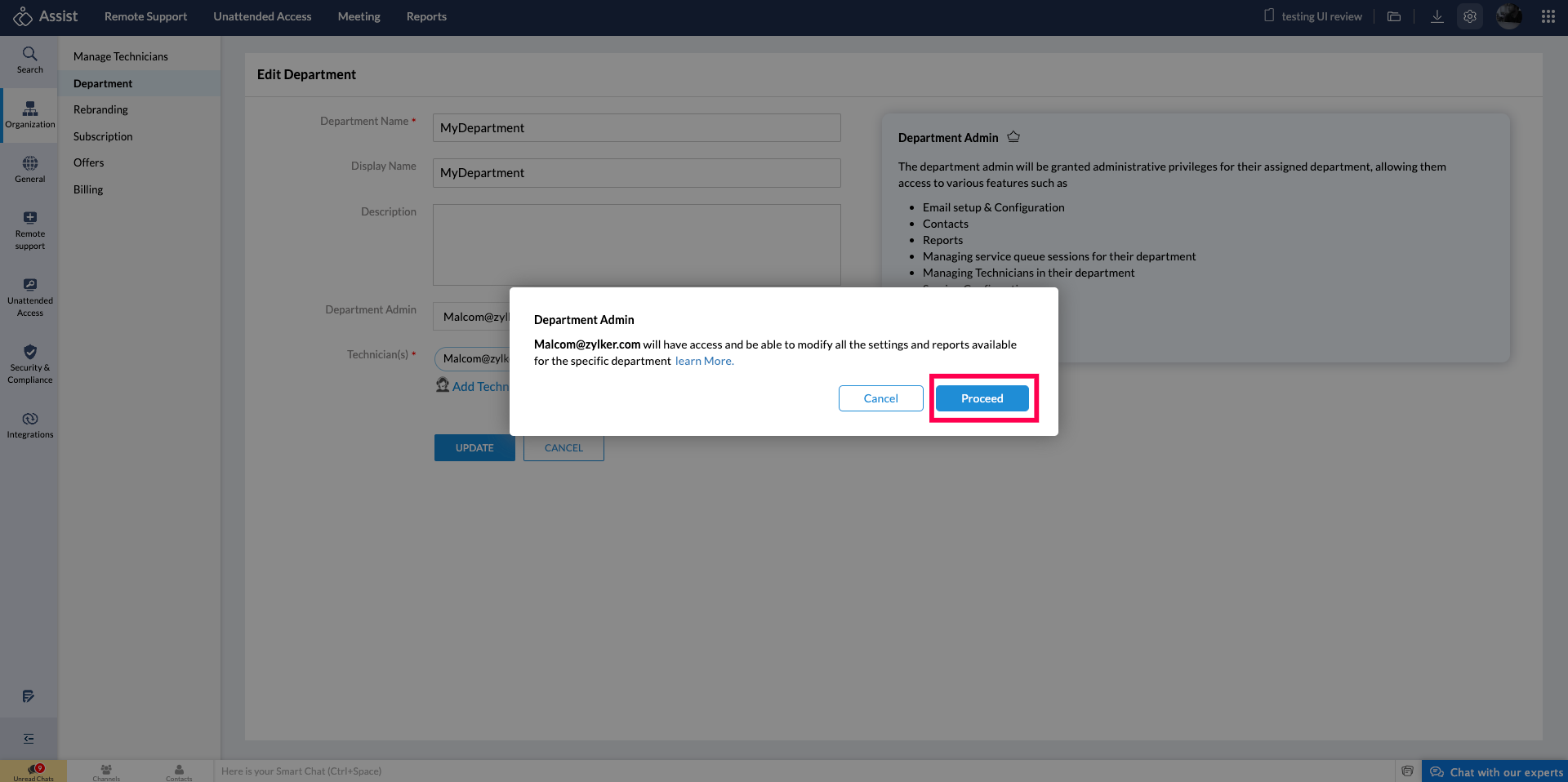 Proceed to Save Changes