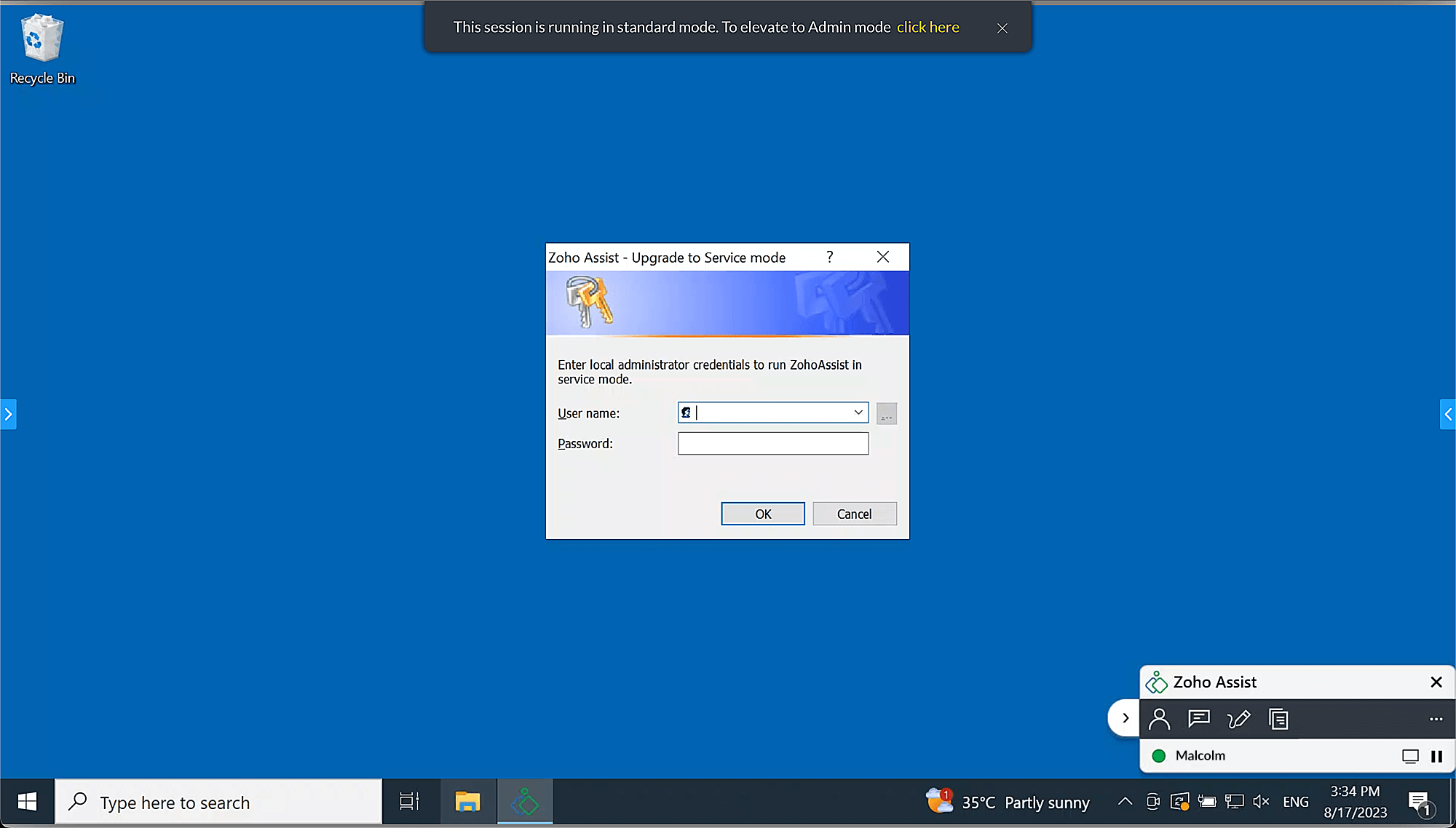 Assist UAC credential prompt