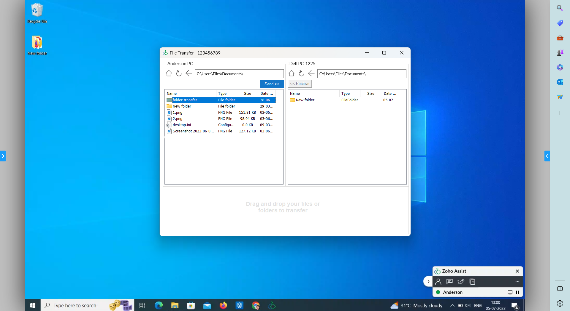 Folder Send Example Web Client
