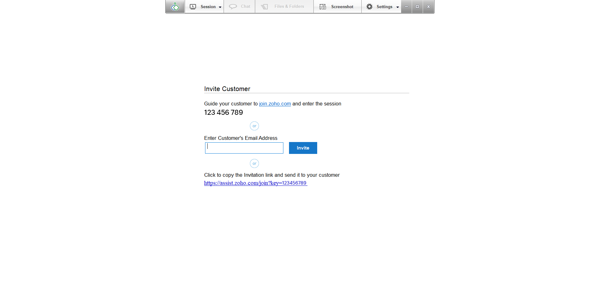 Invite Customer - Windows Native Client