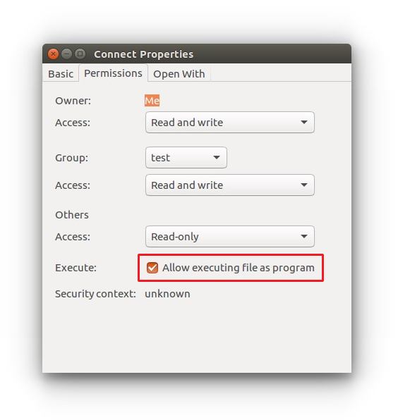 Allow execute file as program