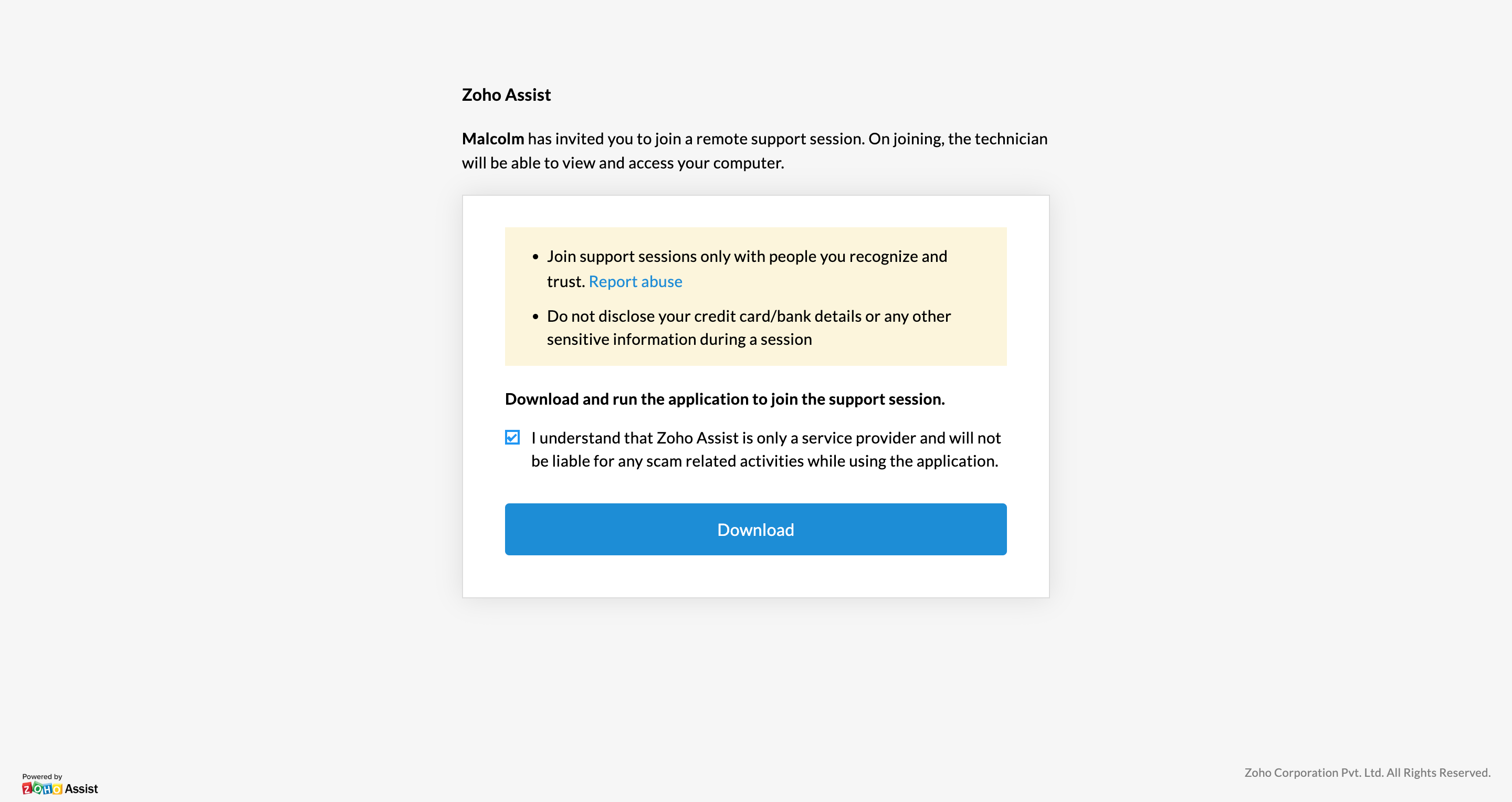 Download from email invite