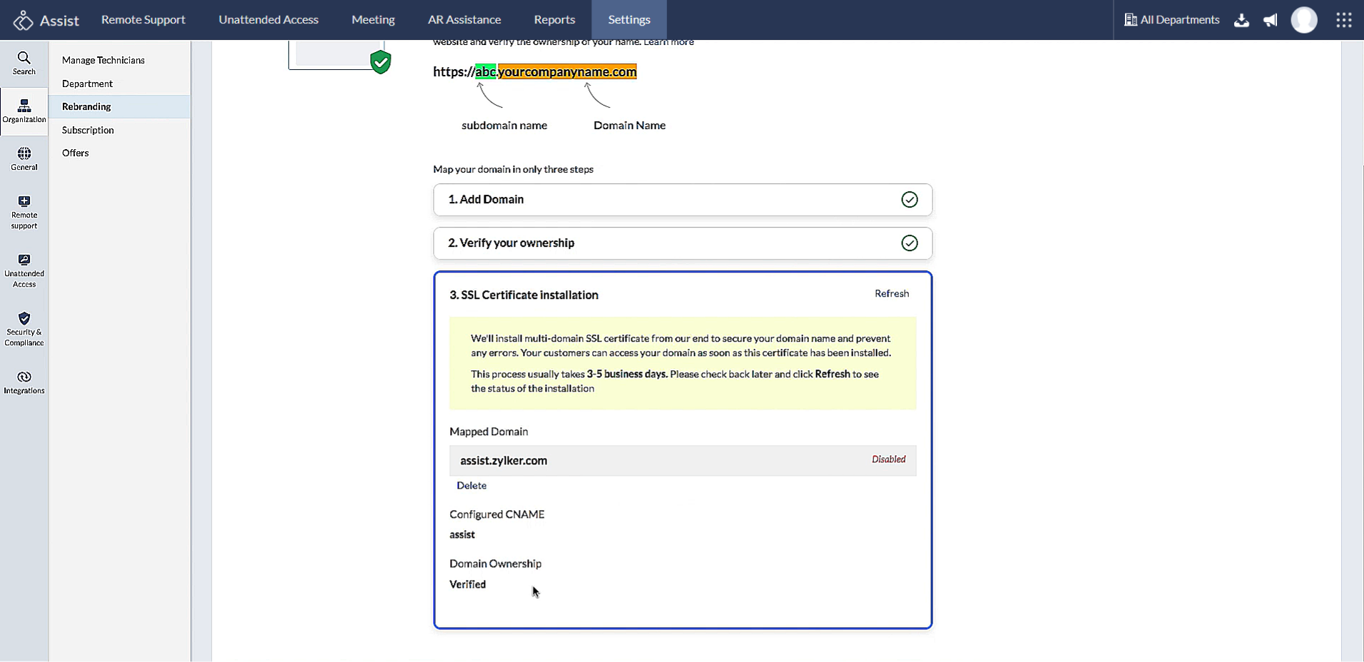 Custom Domain Verification