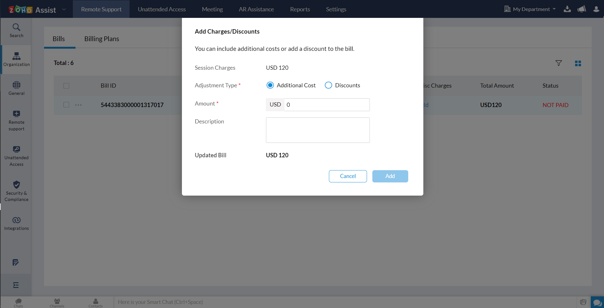 Add Charges or Discounts