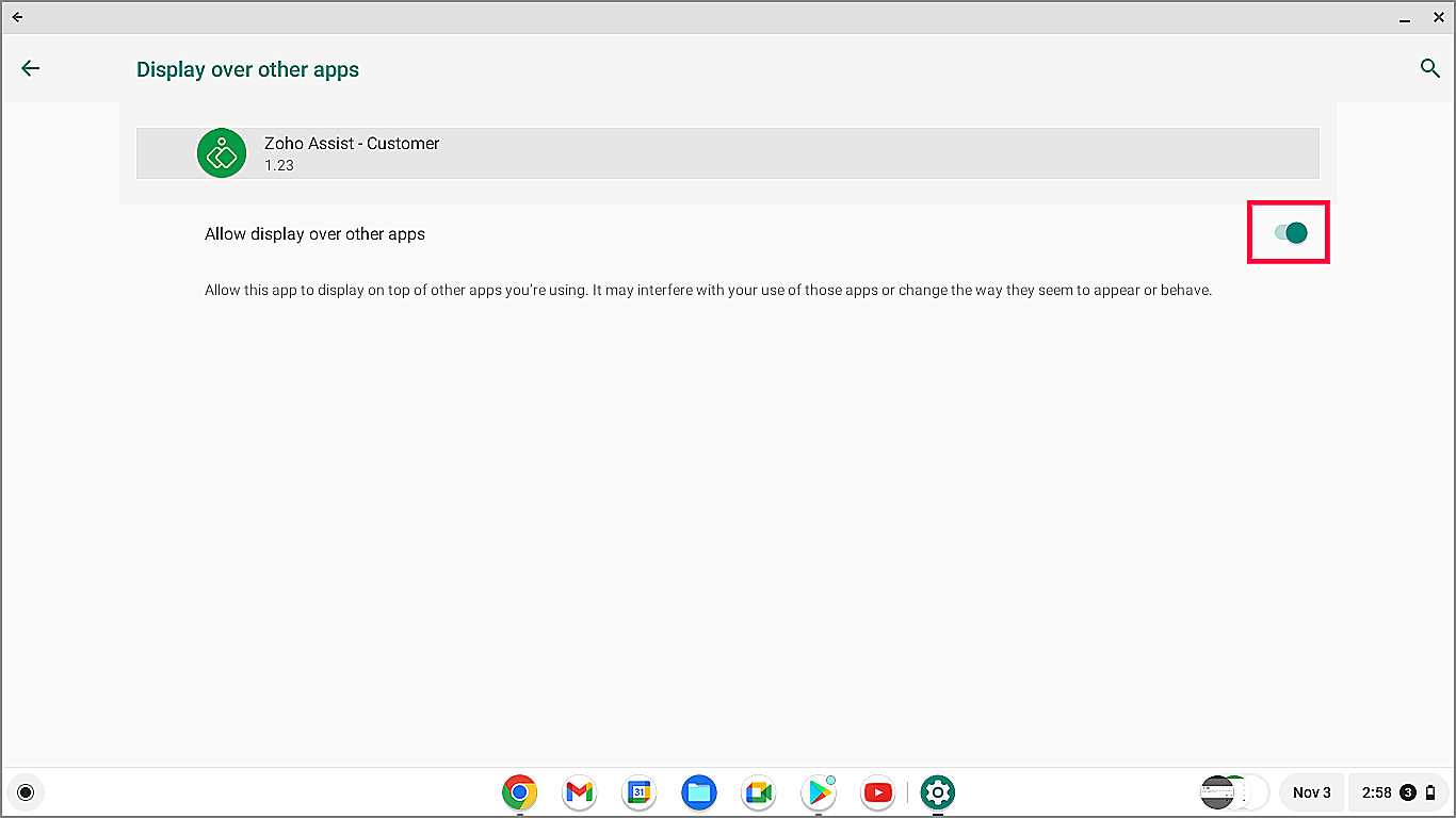 Allow display over apps