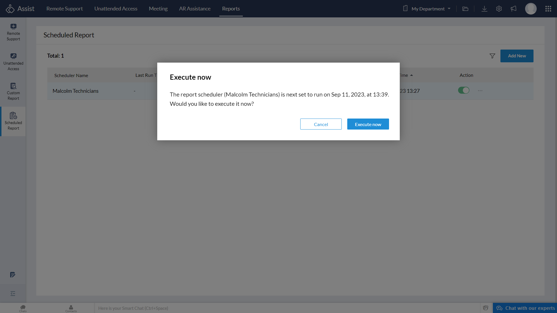 Confirmation prompt for Execute now
