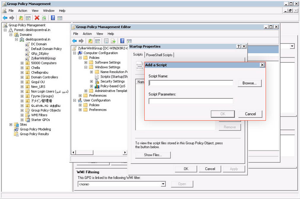 Click the Add in Scripts tab to enter the Script name and script parameter.