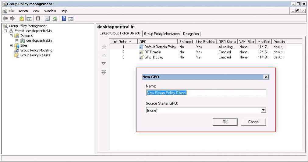 Specify a name for the GPO and click OK to get it created.