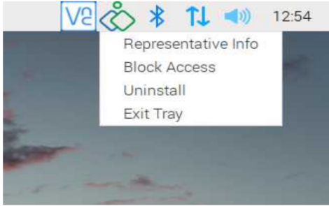 Right-click the Zoho Assist tray icon and select uninstall on Linux OS device.
