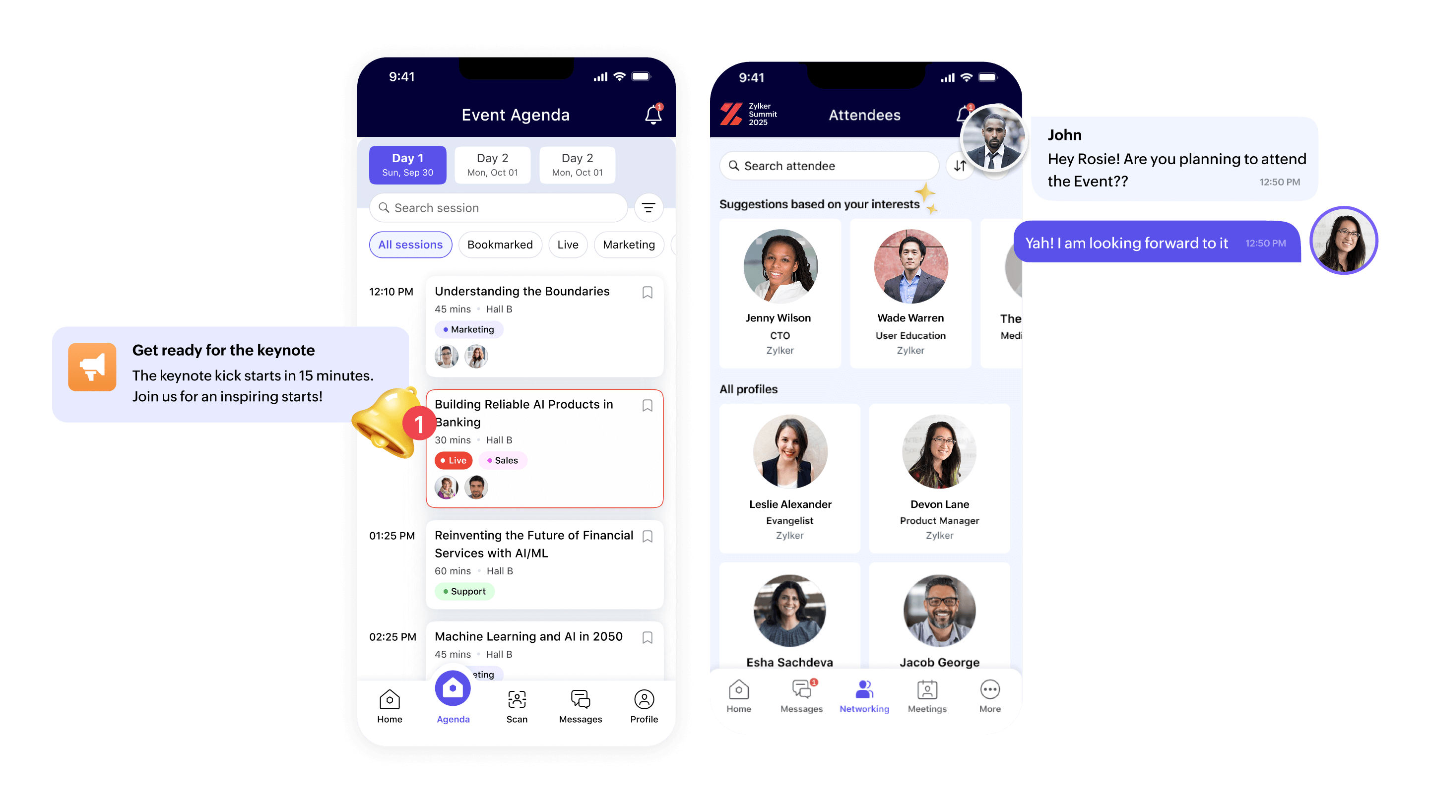Networking facilities with Zoho Backstage's user-friendly apps.