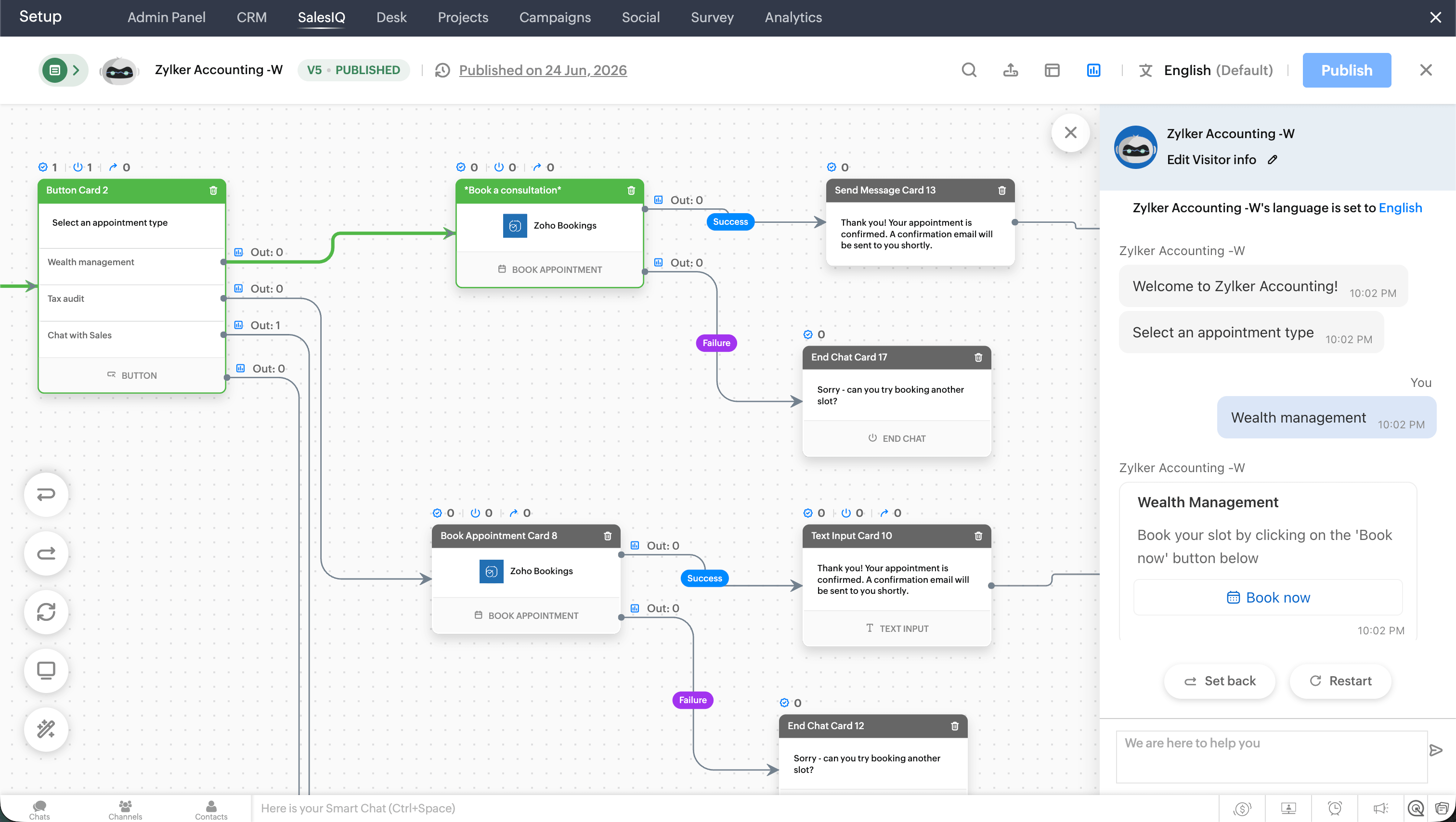 4. Test the bot before publishing