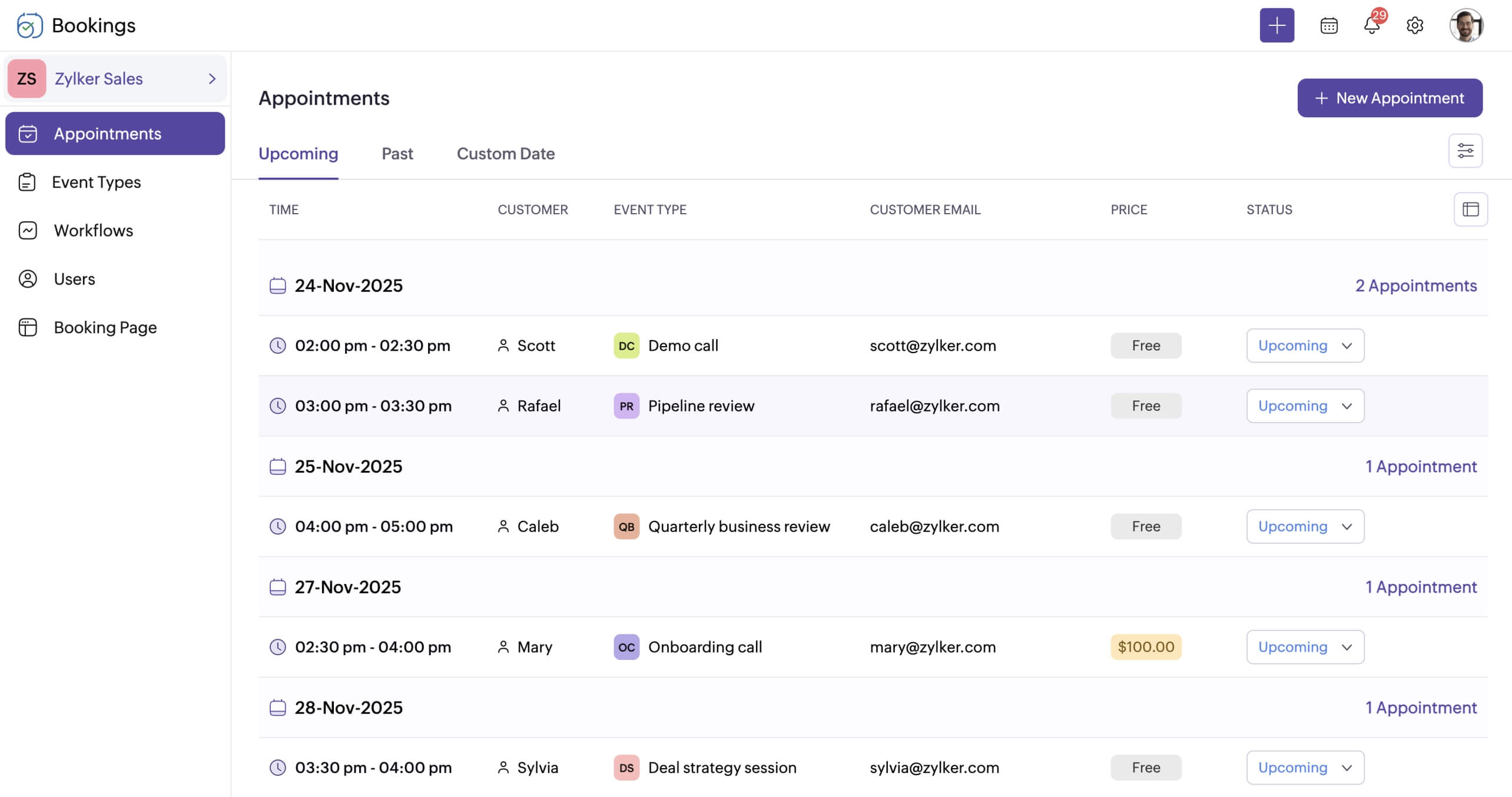 Manage all your appointments from a centralized dashboard