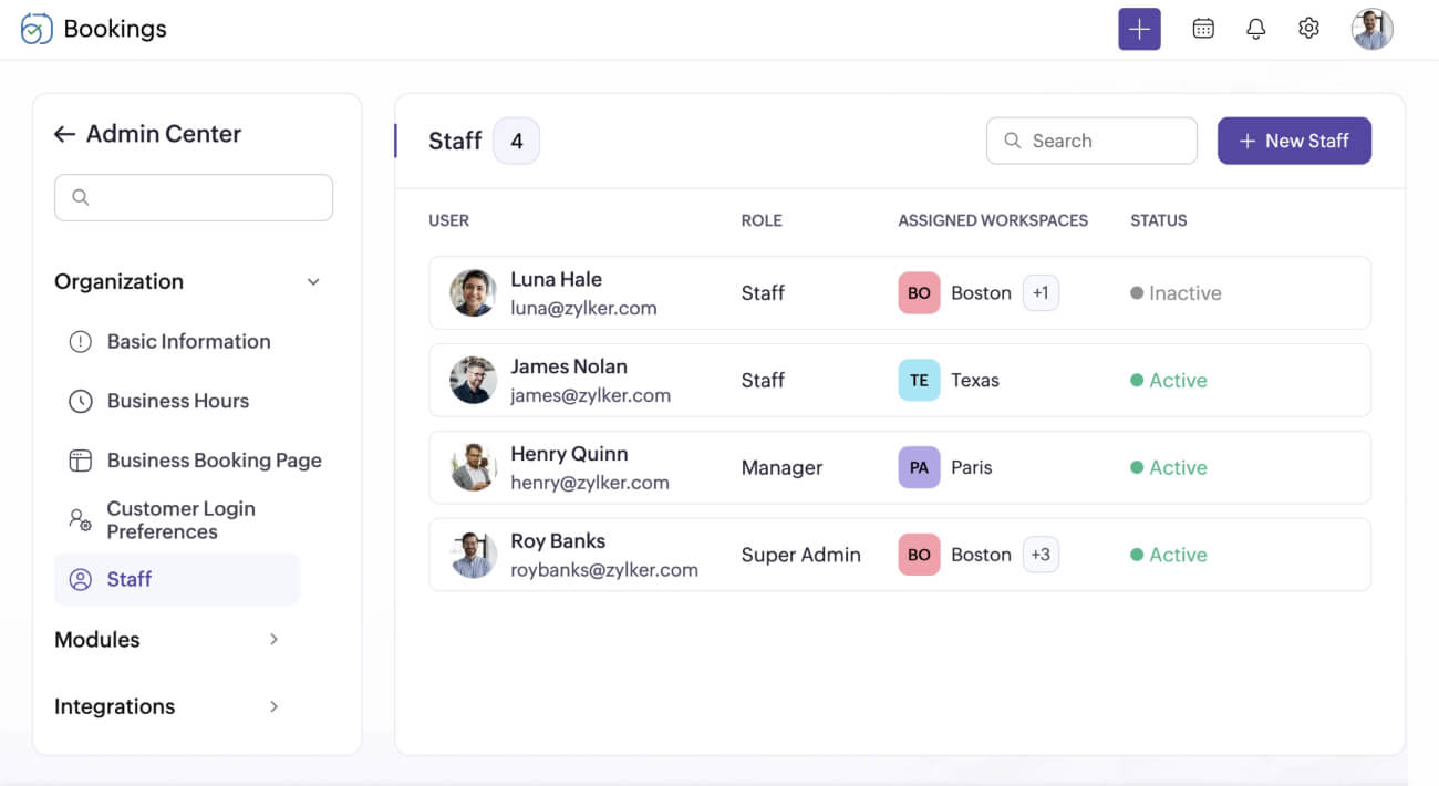 Centralized staff dashboard