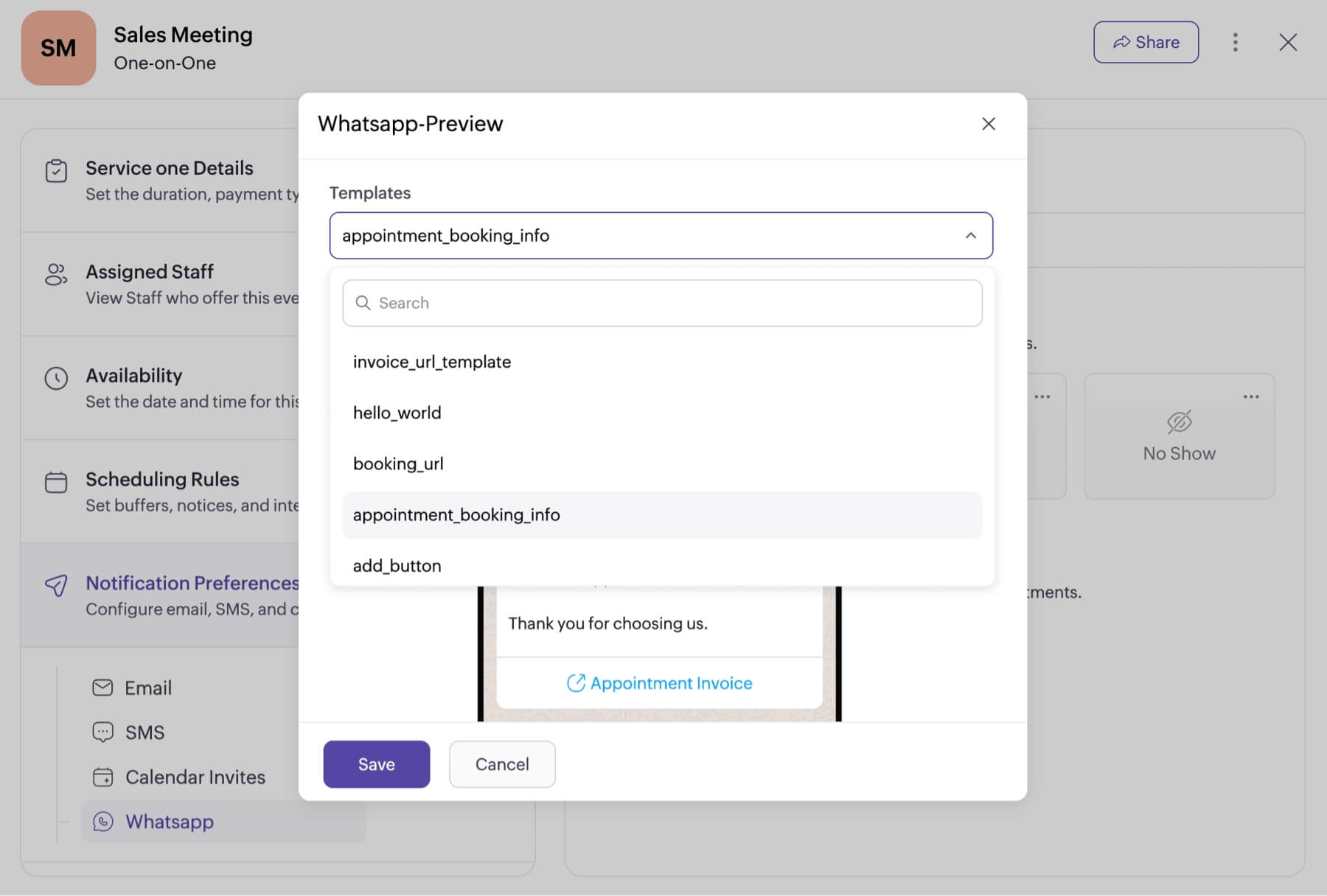 Create and select your notification templates