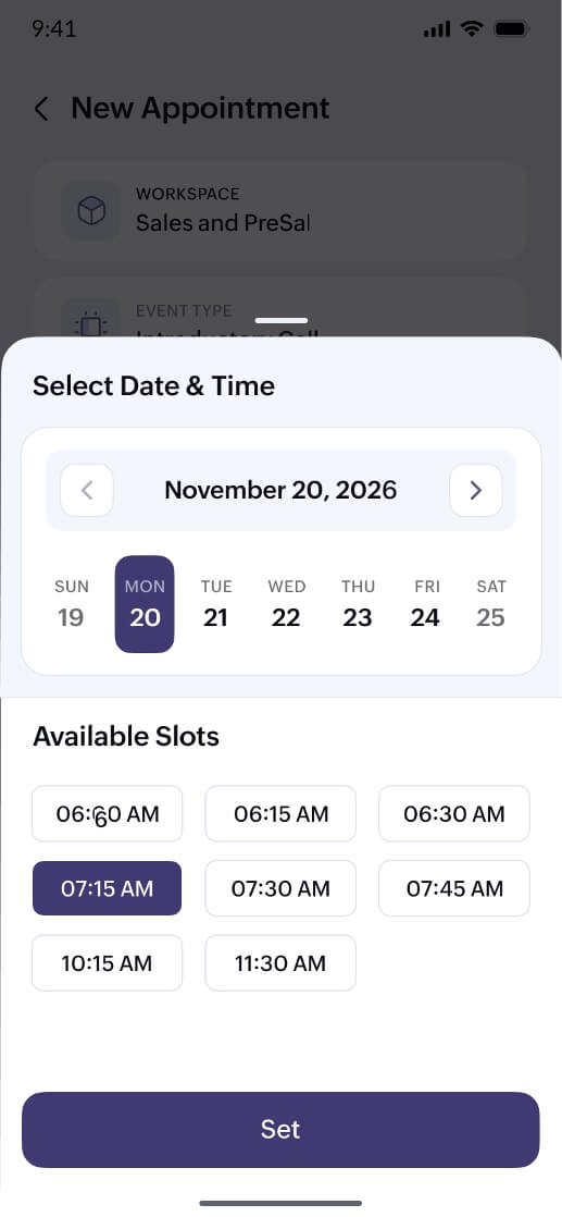 On-the-go appointment scheduling app