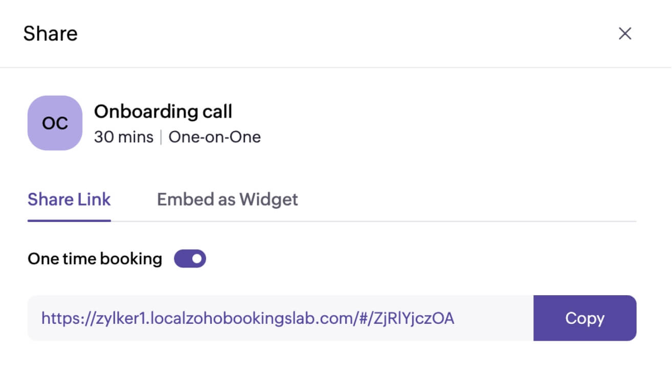 Share one-time booking links