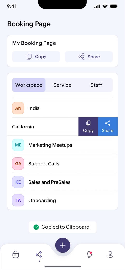 Share your booking links anywhere
