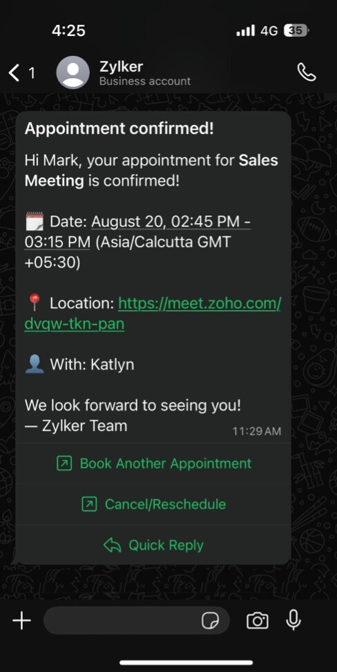 WhatsApp notifications